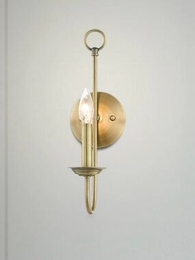 Candle Wall Light in Antique Brass